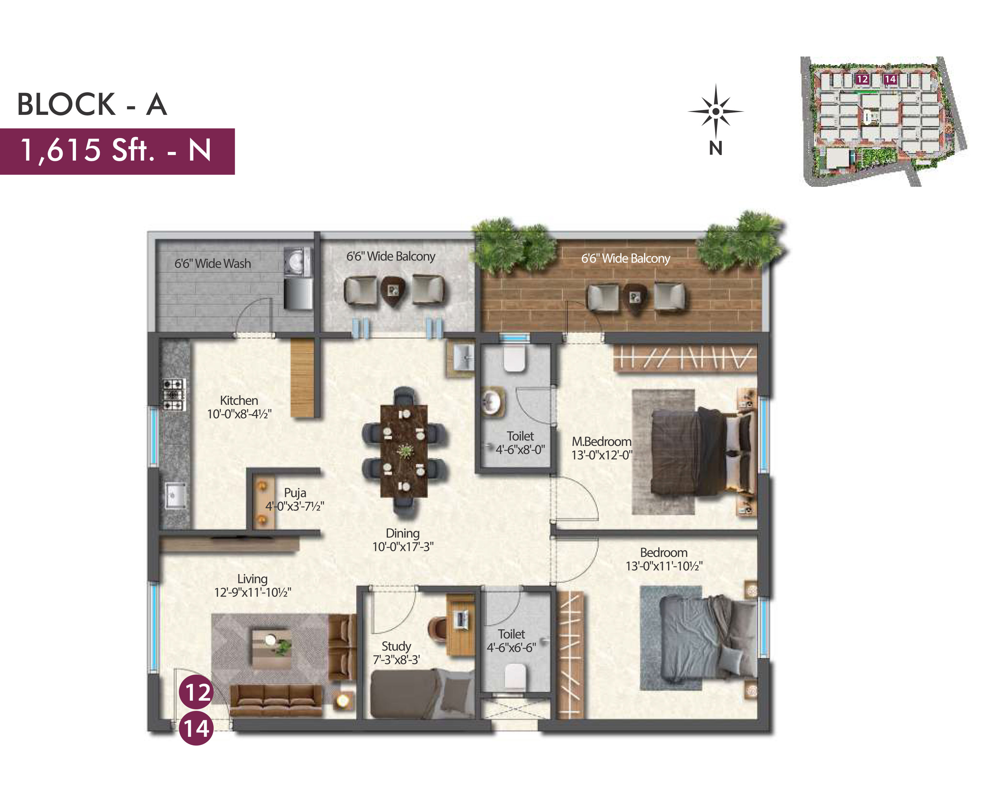 block-a-1615sft-north